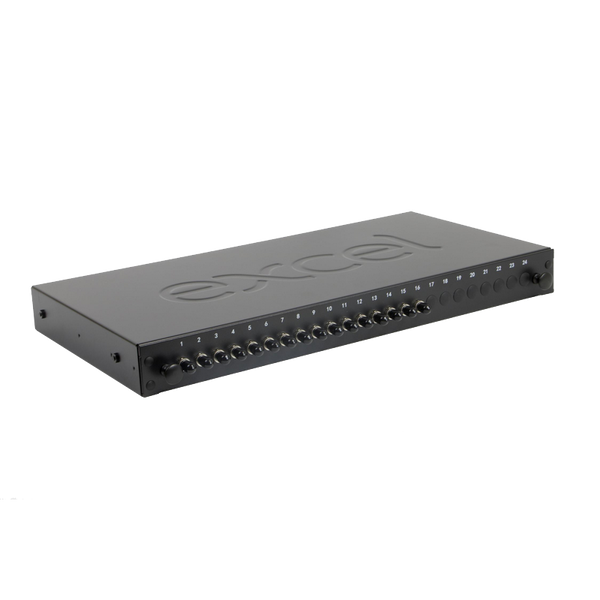 EXCEL® 24 Way Multimode Fibre Optic Panel - 16 ST Simplex (16 Fibres) Adap. [200-382]