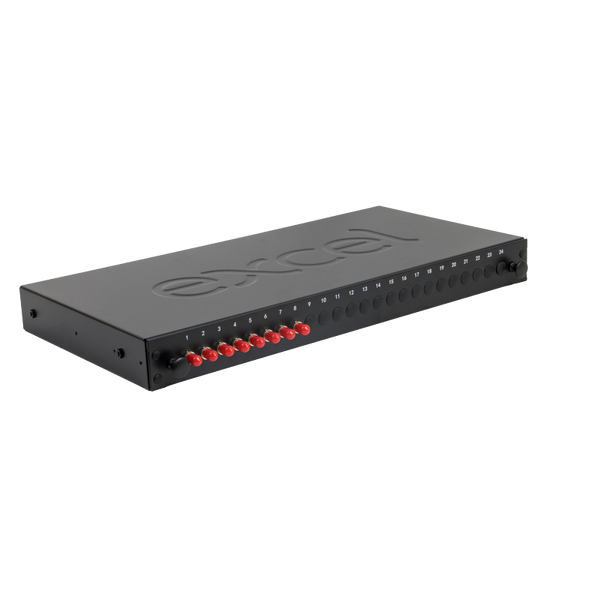 EXCEL® 24 Way Singlemode Fibre Optic Panel - 8 ST Simplex (8 Fibres) Adap. [200-428]