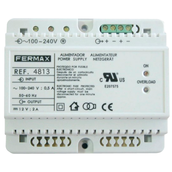 FERMAX® Power Supply 100-240VAC / 12VDC / 2Amp - DIN6 [4813]