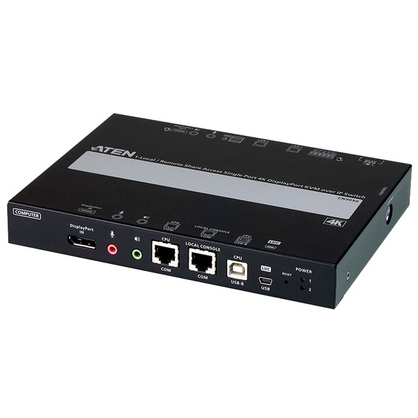 ATEN™ 1-Local/Remote Share Access Single Port 4K DisplayPort KVM over IP Switch [CN9950-AT-G]