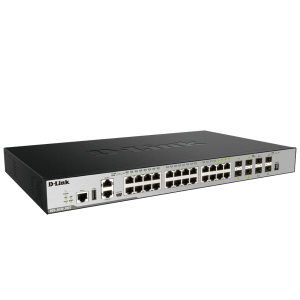 D-Link® 24-port GE Layer 3 Stackable Managed Gigabit Switch incl. 4-port Combo 1000BaseT/SFP [DGS-3630-28TC/SI]