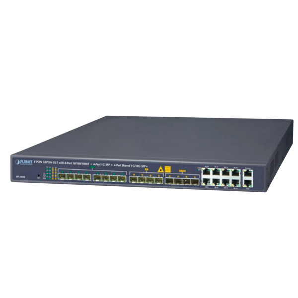 PLANET™ 8 PON GEPON OLT with 8-Port 10/100/1000T + 4-Port 1G SFP + 4-Port Shared 1G/10G SFP+ [EPL-8000]