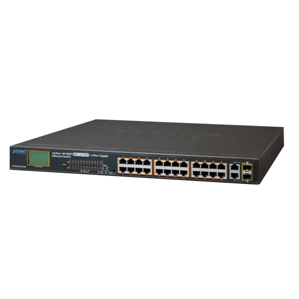 PLANET™ 24-Port 10/100TX 802.3at PoE + 2-Port Gigabit TP + 2-Port SFP Ethernet Switch with LCD PoE Monitor - 300W [FGSW-2622VHP]