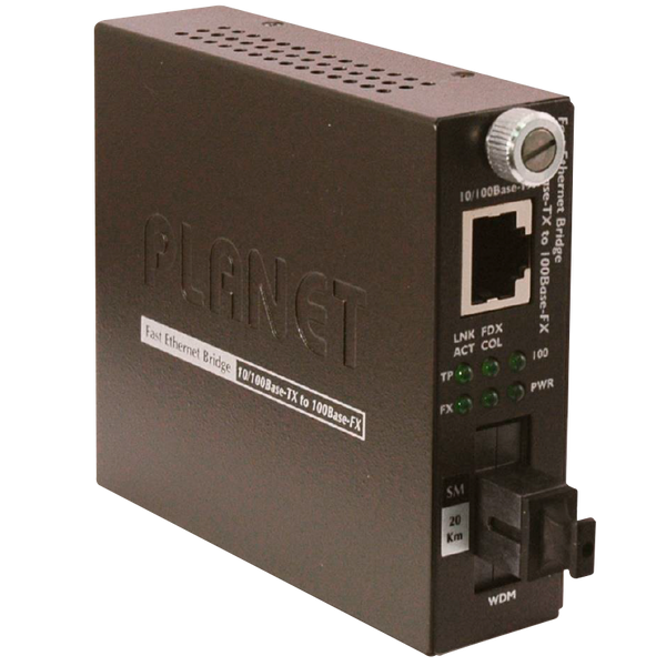 PLANET™ 10/100Base-TX to 100Base-FX (SC WDM, Single-Mode) Smart Media Converter- TX: 1550nm-20km [FST-806B20]