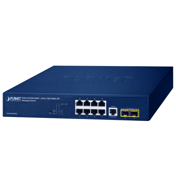 PLANET™ 8-Port 10/100/1000T + 2-Port 100/1000X SFP Managed Switch - L2/L4 [GS-4210-8T2S]