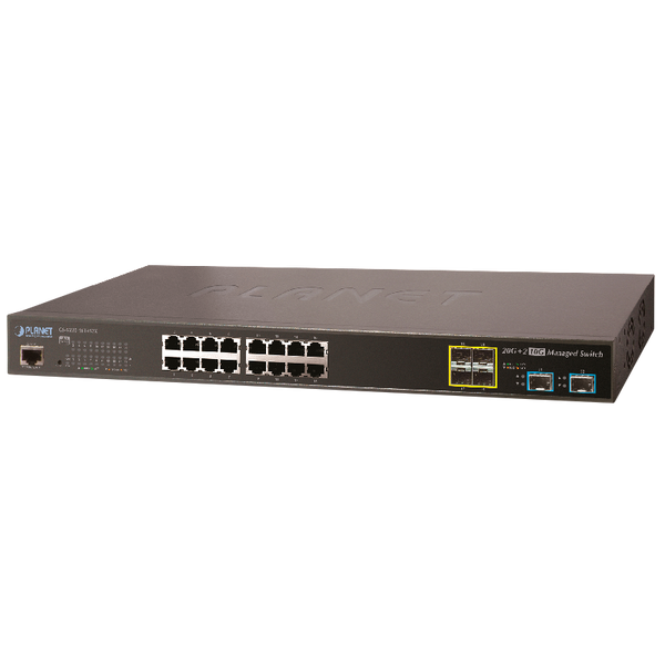 PLANET™ 16-Port + 4-Port 100/1000X SFP + 2-Port 10G SFP+ Managed Ethernet Switch - L2+ (L3 Static Routing) [GS-5220-16T4S2X]