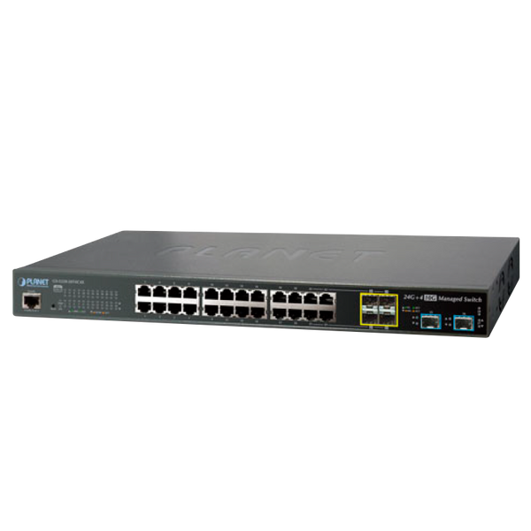 PLANET™ 24-Port + 4-Port Shared SFP + 4-Port 10G SFP+ Managed Switch - L2+ (L3 Static Routing) [GS-5220-20T4C4X]