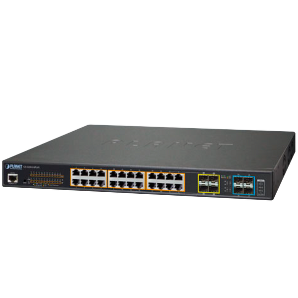 PLANET™ 24-Port PoE+ & 4-Port 10G SFP+ Managed Switch - L2+ with L3 Static Routing (600W) [GS-5220-24PL4XR]