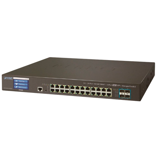 PLANET™ 24-Port + 4-Port 10G SFP+ Managed Switch with LCD Touch Screen - L2+ (L3 Static Routing) [GS-5220-24T4XVR]