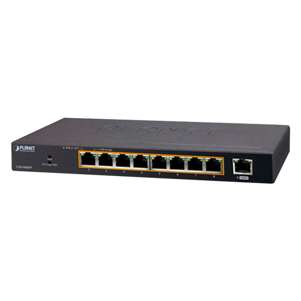 PLANET™ 8-Port 10/100/1000T 802.3at PoE + 1-Port 10/100/1000T Desktop Switch - 120W [GSD-908HP]