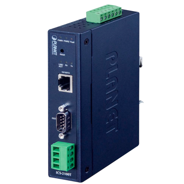 PLANET™ Industrial 1-Port RS232/RS422/RS485 Serial Device Server - 100m [ICS-2100T]