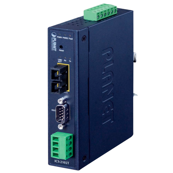 PLANET™ Industrial 1-port RS232/422/485 Serial Device Server with 1-Port 100BASE-FX SFP - 2km [ICS-2102T]