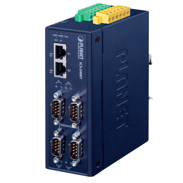 PLANET™ Industrial 4-port RS232/RS422/RS485 Serial Device Server - 100m [ICS-2400T]