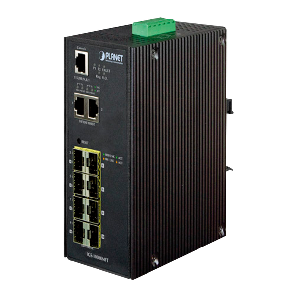 PLANET™ 8-SFP Ports (+2 RJ45) Industrial Manageable Gigabit Switch - L2 [IGS-10080MFT]