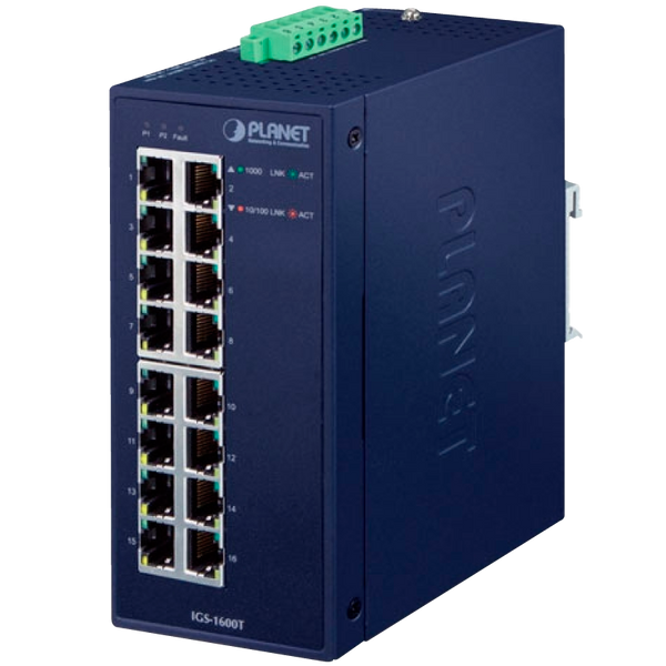 PLANET™ Industrial 16-Port 10/100/1000T Ethernet Switch [IGS-1600T]