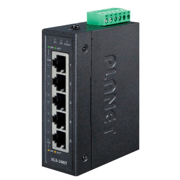 PLANET™ Compact Industrial 5-Port 10/100/1000T Gigabit Ethernet Switch - DIN Rail [IGS-500T]