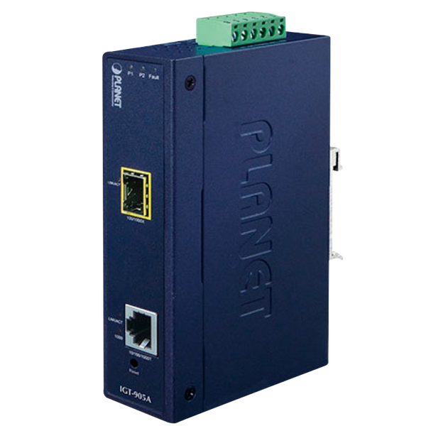 PLANET™ Industrial Managed Gigabit Ethernet Media Converter with Wide Operating Temperature (Din Rail) [IGT-905A]