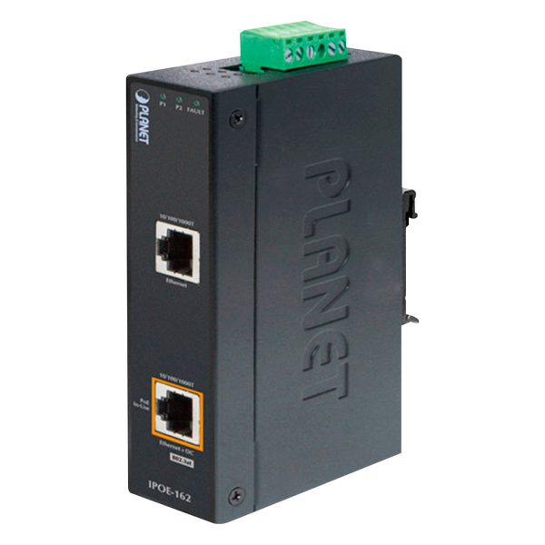 PLANET™ Industrial IEEE 802.3at Gigabit High Power over Ethernet Splitter (12/24VDC) - DIN Rail [IPOE-162S]