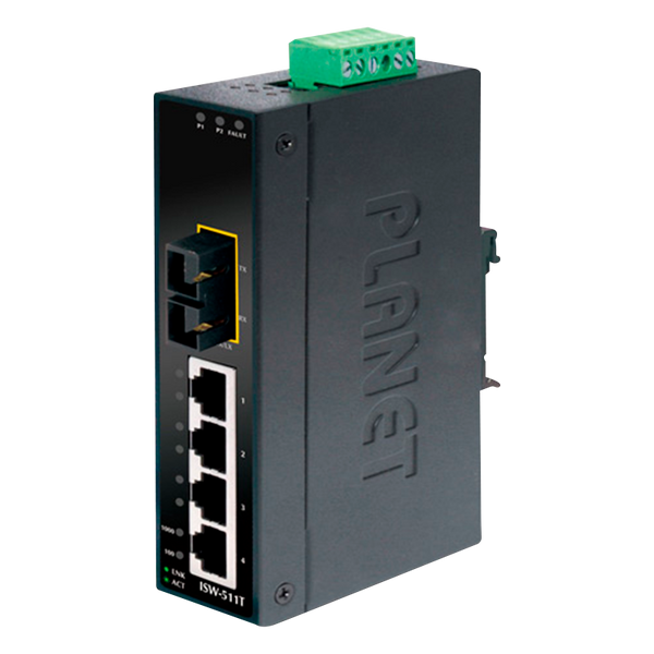 PLANET™ 4-Port 10/100Base-TX + 1-Port 100Base-FX Industrial Fast Ethernet Switch - DIN Rail [ISW-511T]