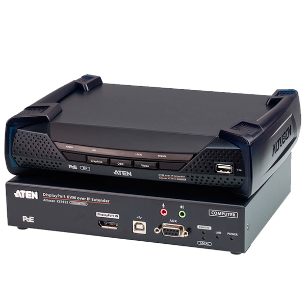 ATEN™ 4K DisplayPort Single Display KVM over IP Extender with PoE [KE9952-AX]