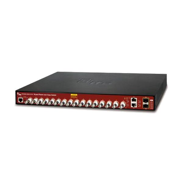 UTC™ IFS® 16-Ports Coax to Gigabit PoE+ Ethernet (2 Ethernet/SFP) Manageable Media Converter - 380W [POC2502-16CXP-2T-2S]