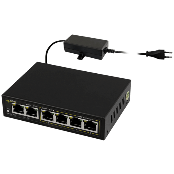 PULSAR® 4-Port (+2 Uplink) PoE+ Switch for 4 IP Cameras - 60W [S64]