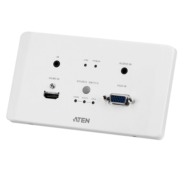 ATEN™ VE2812AEUT HDMI & VGA HDBaseT Transmitter with EU Wall Plate / PoH (4K@100m) (HDBaseT Class A) [VE2812AEUT-AT-G]
